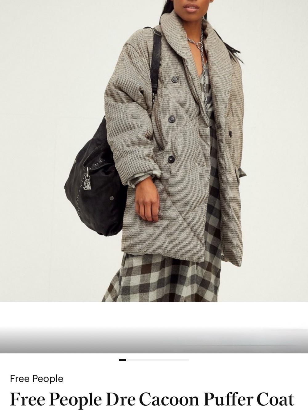 Free People Gray Cocoon Puffer Coat